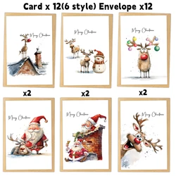 Festive Holiday Greeting Card Set (12 - Pack) with Envelopes (12pcs)
