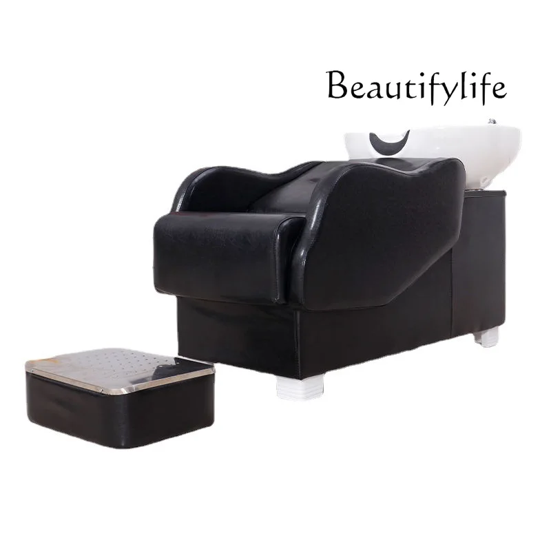 

New Half Lying Shampoo Chair Barber Shop for Hair Salon Flushing Bed Simple Salon Shampoo Bed Pedal