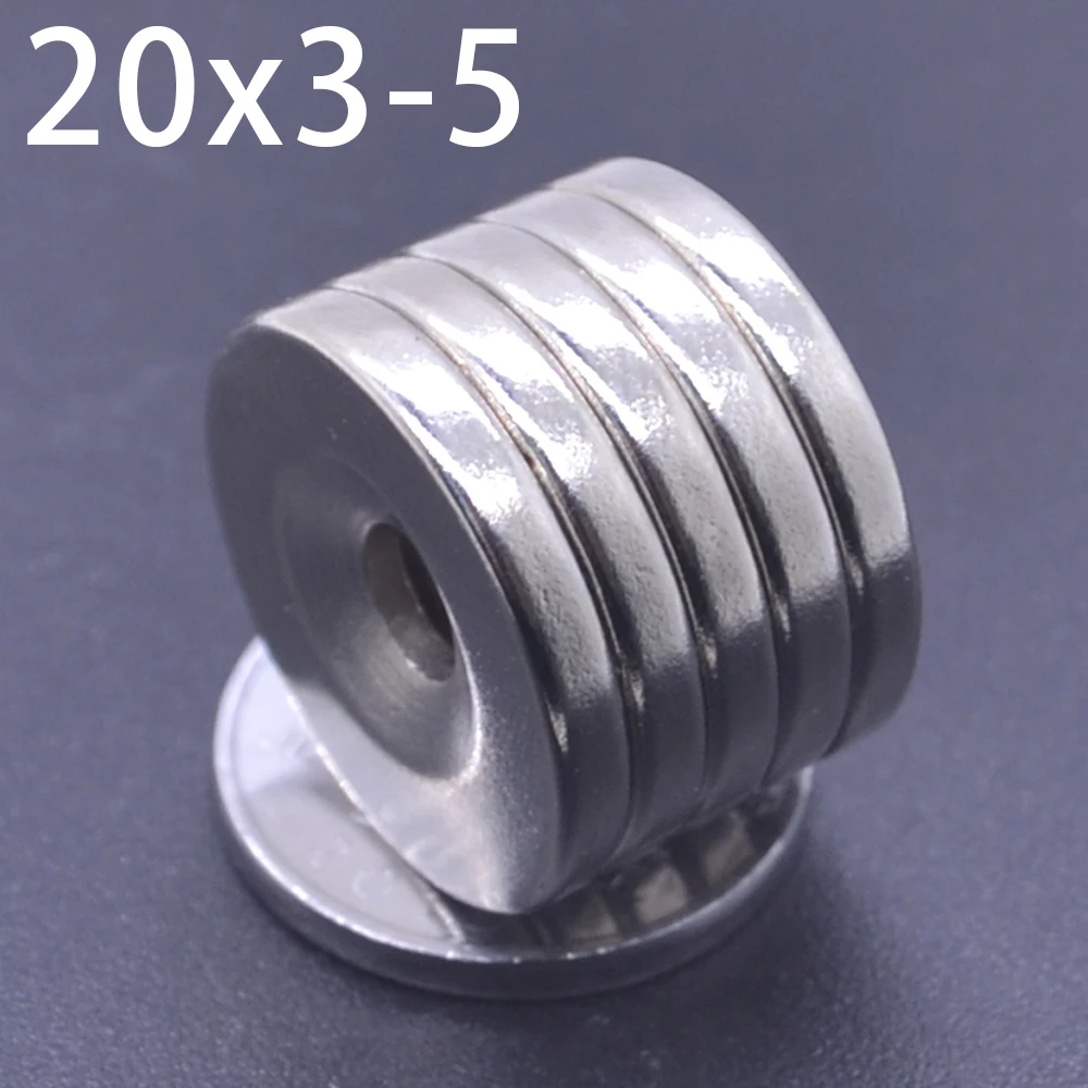 

2/10/20/50/100pcs 20*3 20x3mm Hole 5mm N35 Strong Ring Magnet D Countersunk Rare Earth Neodymium Magnets Permanent magnet 20x3-5