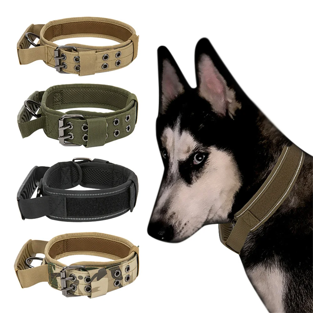 TacticalPoliceDogCollarMilitarySolidDogCollarsNylonDogCollar
