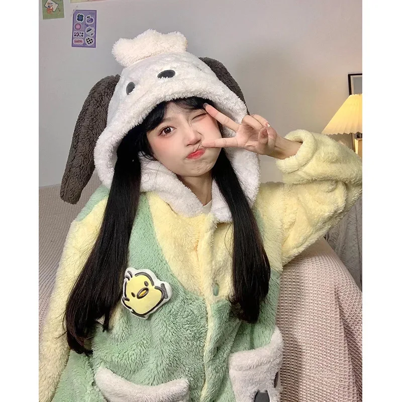 Dog Nightdress Long Rob Nightgown Homewear Halloween Cosplay Costumes Lingerie Full Pajamas Woman Fluffy Sleepwear Hoddies