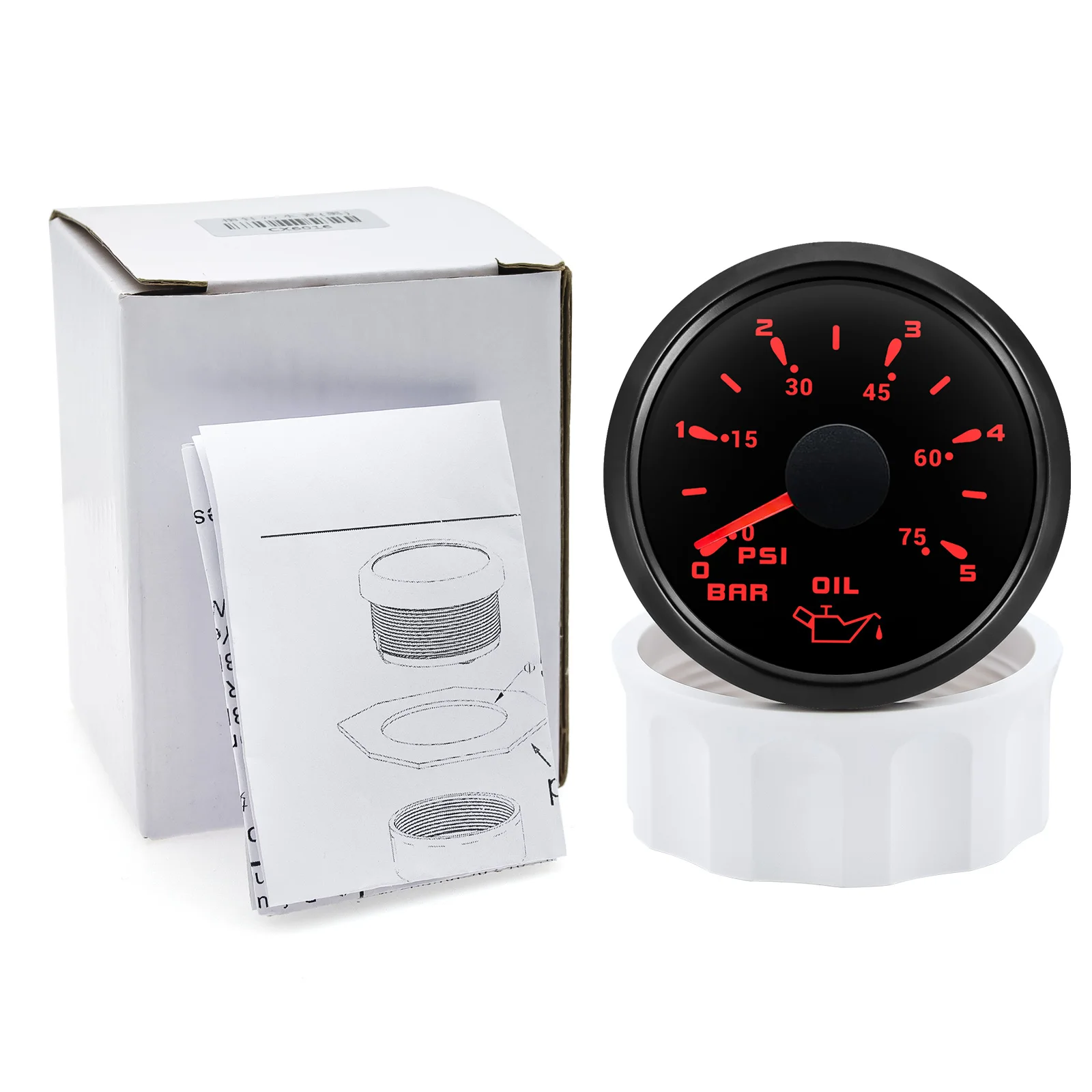 Marine Auto Boot 52mm Öldruckmesser + Sensor 0-5Bar 0-10Bar 7 Farbe Hintergrundbeleuchtung Ölpresse Meter Ölpresse Anzeige 12V/24V – Detail 2