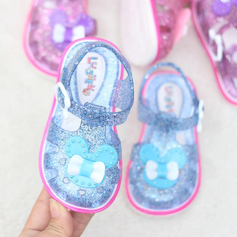 Girl sandals new fashion little girl princess shoes open toe primary school Korean version of summer children's crystal sho