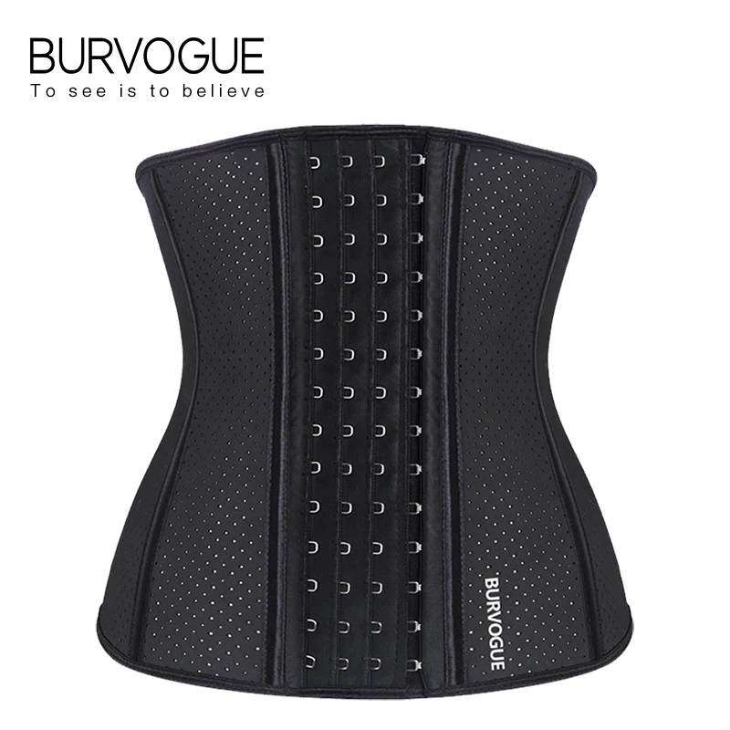 Women Corset Waist Trainer 9 Steel Boned Underbust Waist Cincher For Weight Loss Breathable Hole 4 Hook And Eyes Top Bustier