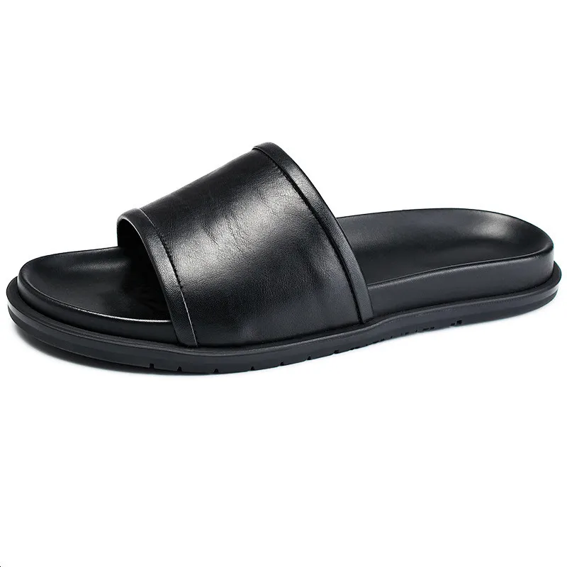High quality men's genuine leather slippers 2024 summer comfortable casual luxury men's sandals handmade shoes