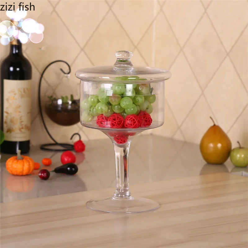 Transparent Glass Storage Jars Decorative Fruit Bowl Candy Pot Crystal Storage Jar with Lid Kitchen Spice Organizer 3