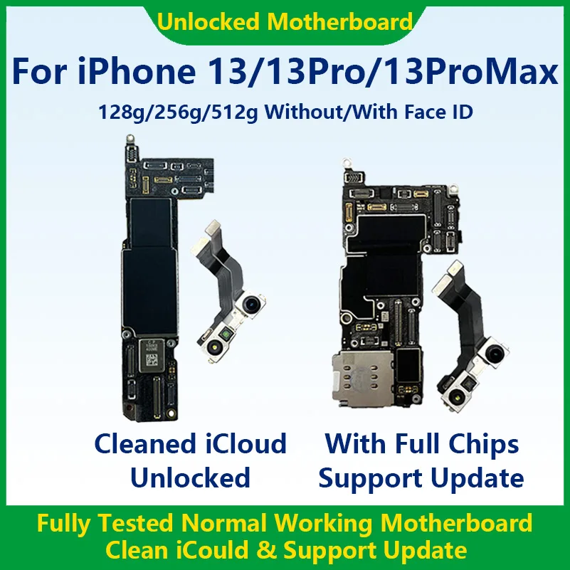 iPhone 13 Pro Max Motherboard With Face ID Unlocked Mainboard Cleaned iCloud Support Update