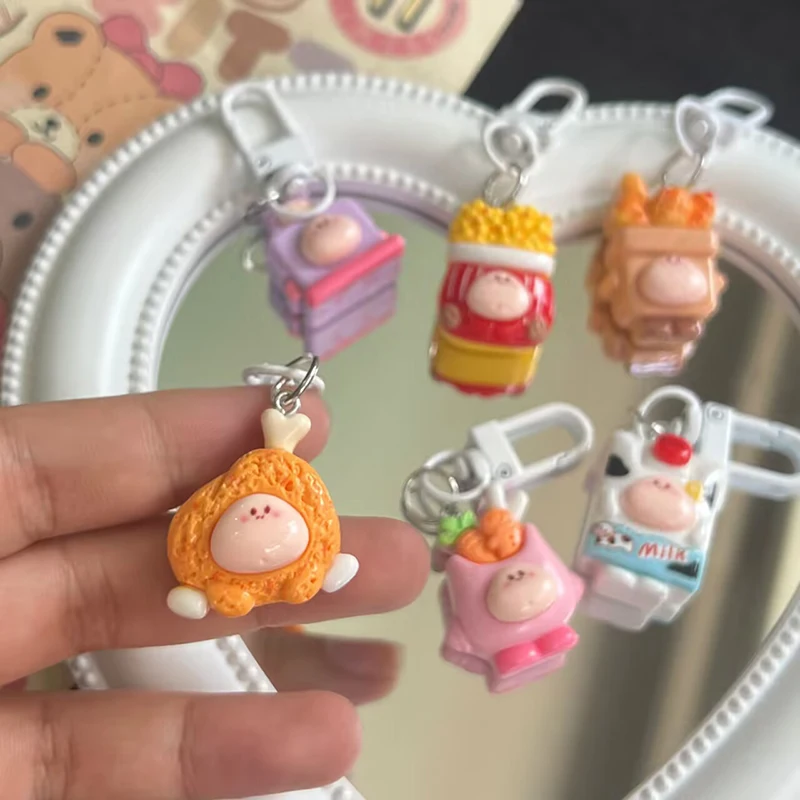 

Ins Style Cartoon Cute Food Resin Pendant Student Couple Personality Bag Charms Decorations Key Chain Car Key Ring Jewelry