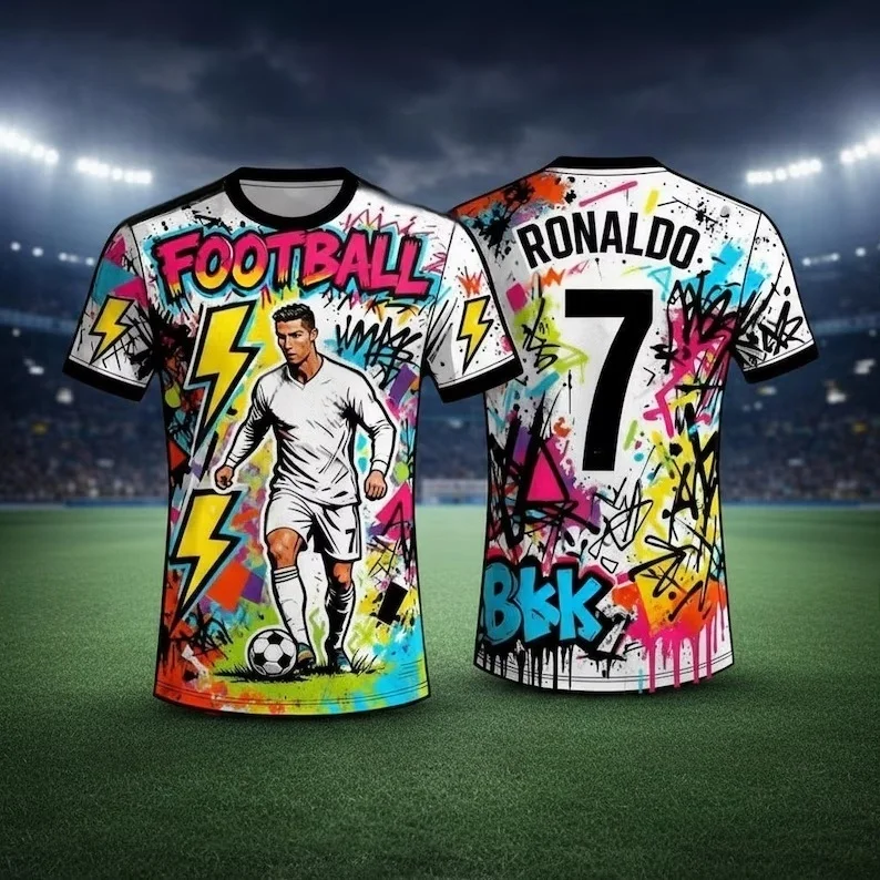 2026 AI-Trikot # 7 Cristiano Ronaldo Bedrucktes T-Shirt Outdoor Fitness Training Sportbekleidung Sommer Herren Kinder T-Shirt Große Größe – Detail 4