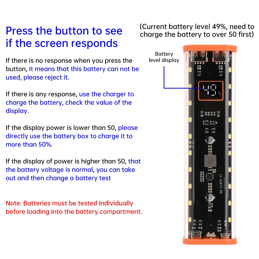 22.5W Mobile Power DIY Case 8PCS 18650 Battery Box With Flashlight