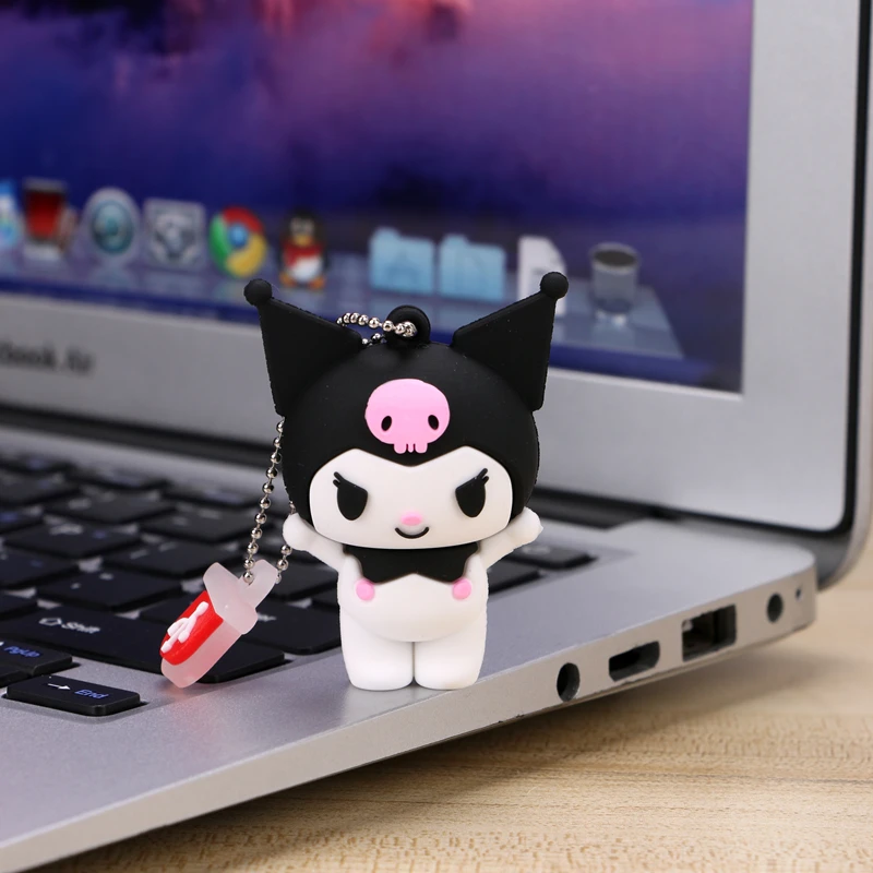 산리오 쿠로미 USB 플래시 드라이브, 휴대폰 컴퓨터 이중 사용, 고속 자동차 USB 플래시 드라이브, 카와이 선물 사무용품, 128g