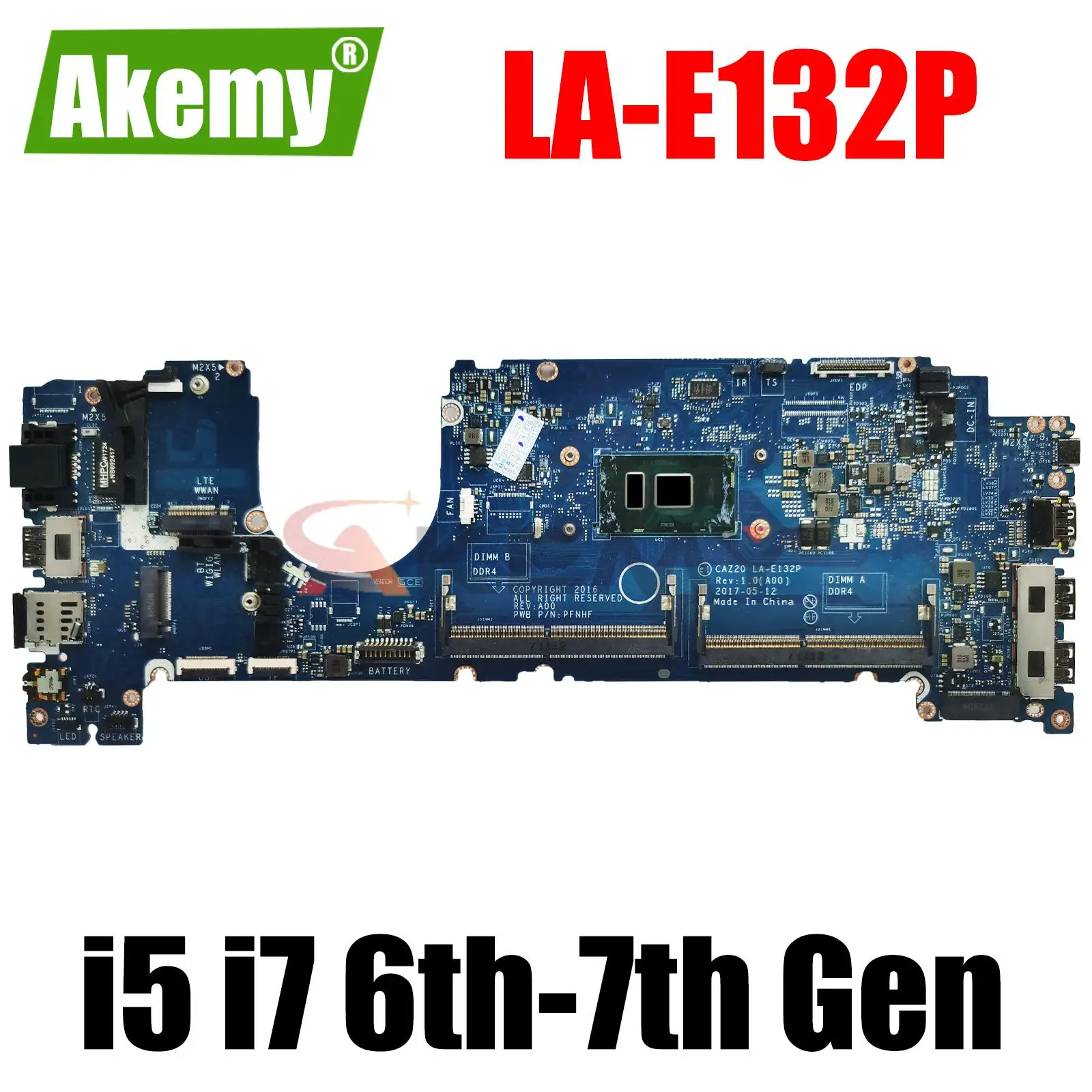 

LA-E132P For DELL Latitude 7480 E7480 Laptop Motherboard With i5 i7 6th Gen or 7th Gen CPU 100% Fully Tested