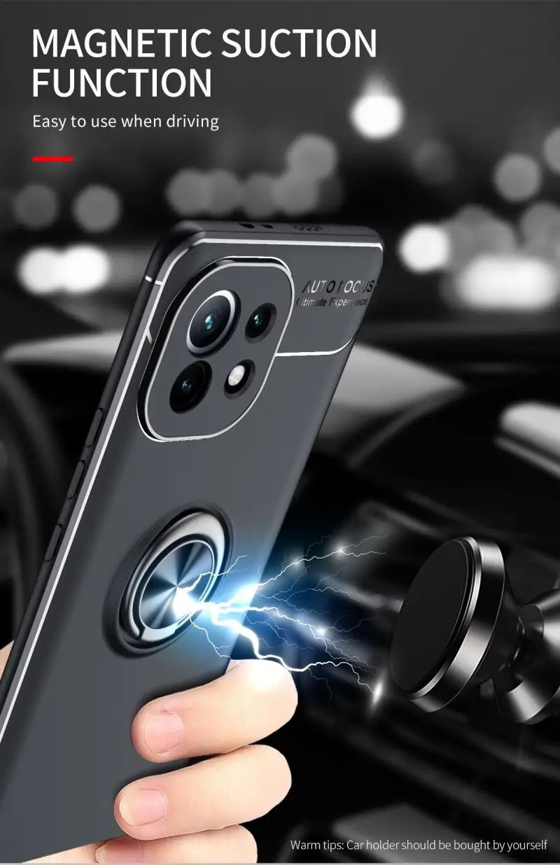 Custodia Antiurto Per Mi 11 Mi 11 Lite Mi 11I Mi 11 Cover Posteriore Per Telefono Con Anello Magnetico In Silicone Ultra Morbido Per Mi 11 Pro
