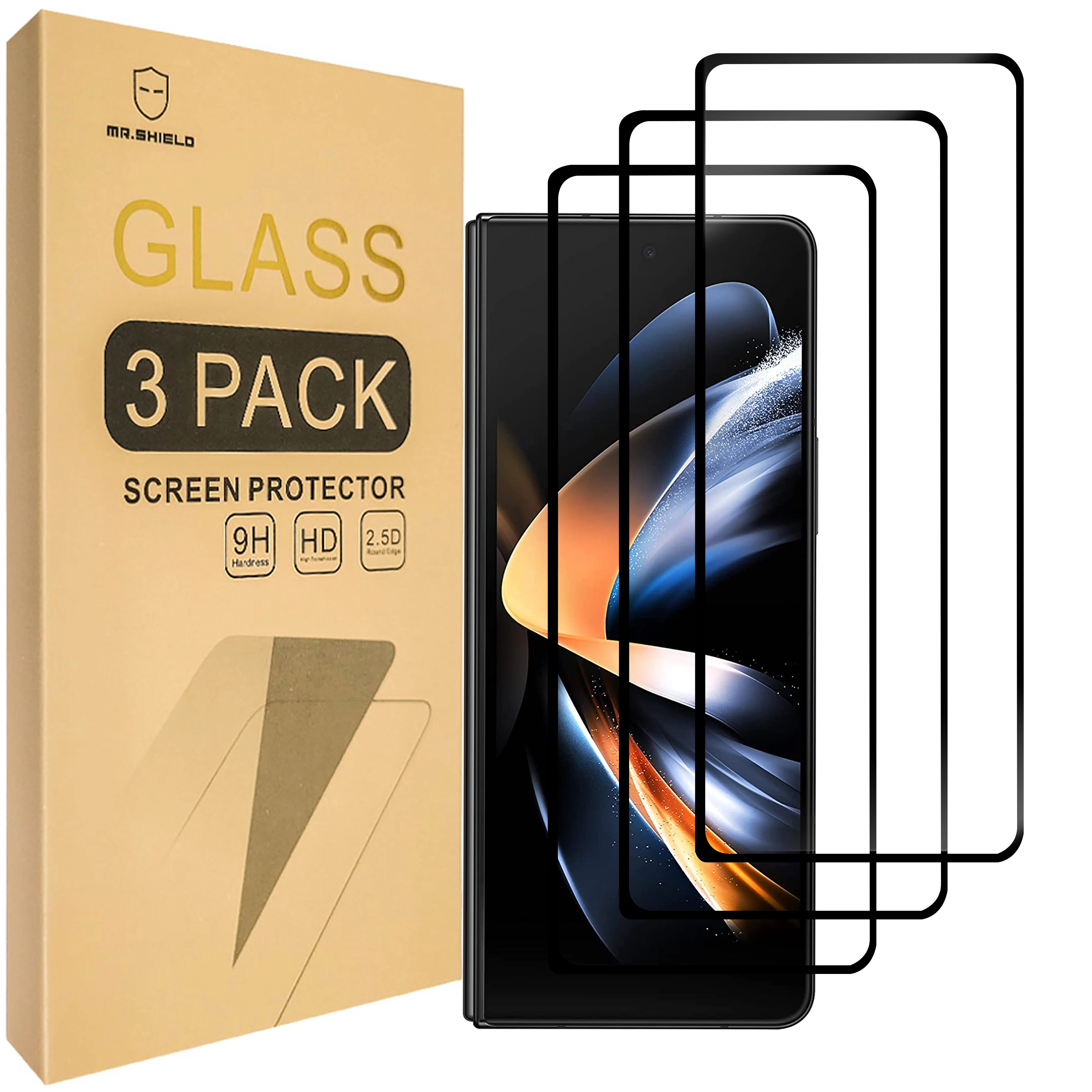 

Mr.Shield [3-Pack] Screen Protector For Samsung Galaxy Z Fold4 [Full Cover] [Tempered Glass] [Japan Glass with 9H Hardness]