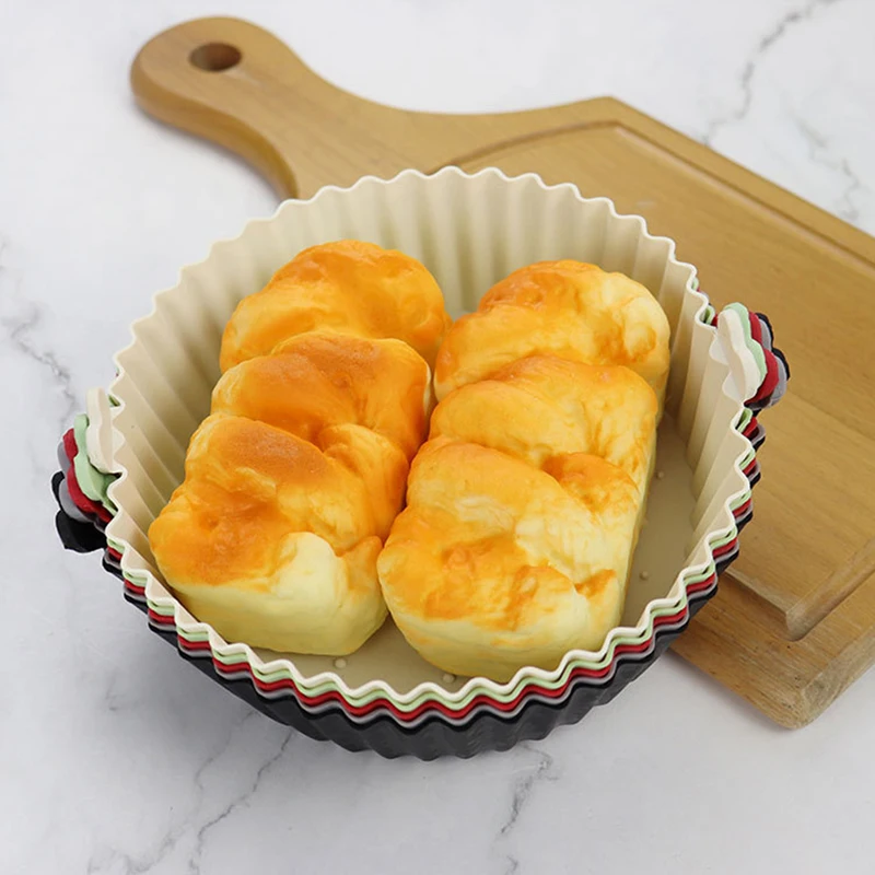 Silicone Baking Tray 17/20cm Air Fryer Food Grade Reusable Non-Stick Round Baking Microwave Pads Airfryer Pan Liner