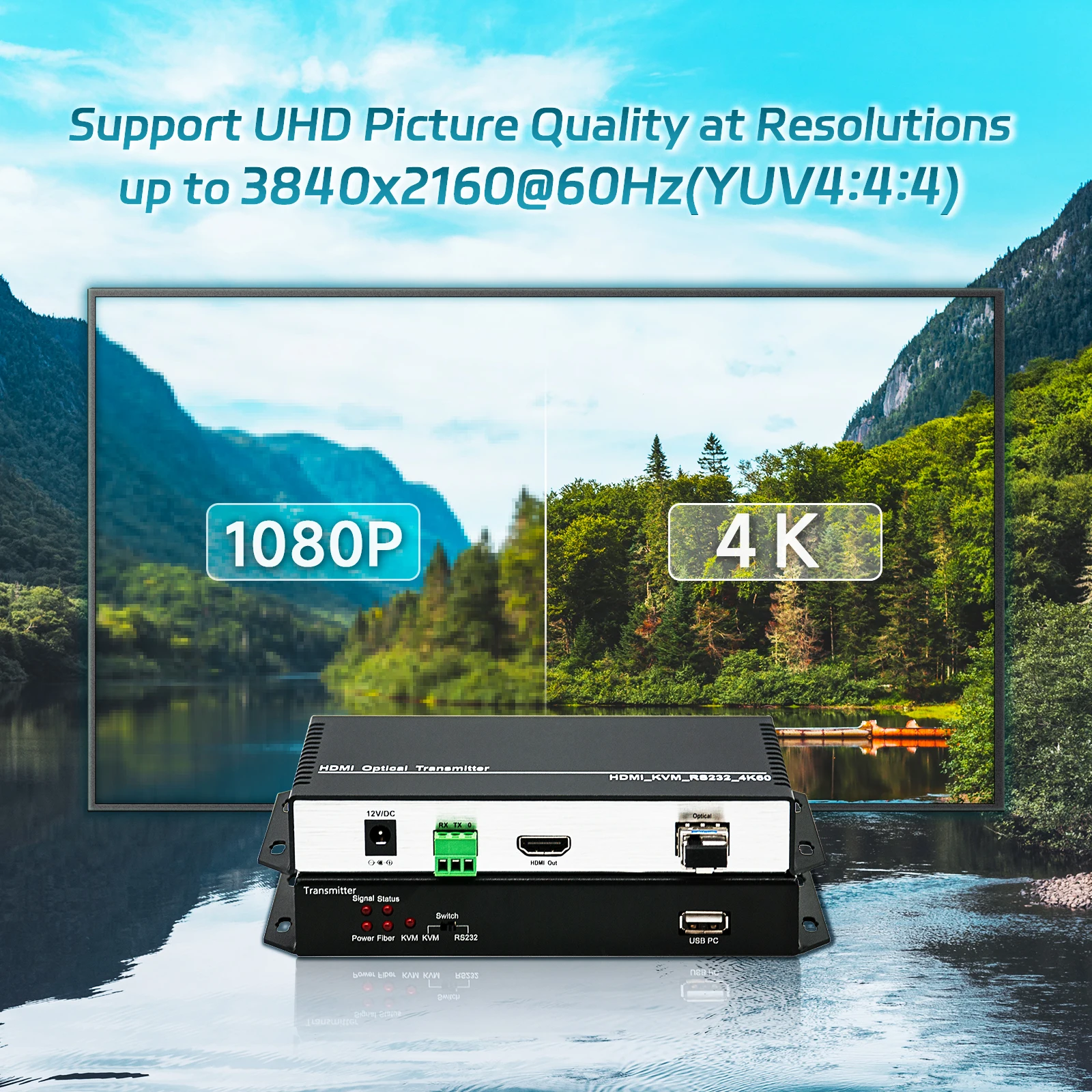 4K 60Hz HDMI Fiber Optical KVM Extender 10KM 4K HDMI USB Video Transmitter Receiver with EDID Keyboard Mouse