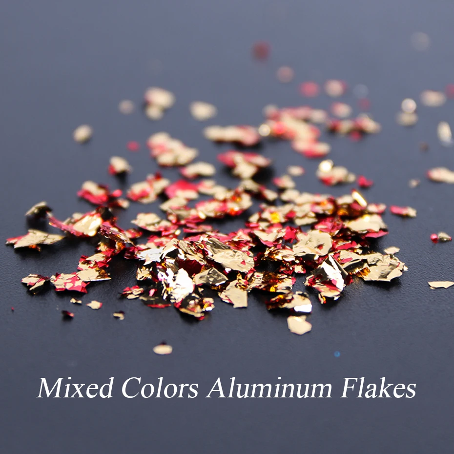 Nail Powder Nail Glitter Nail Decoration Nail Decorations Nail Flakes Nail Powder Set 1 Case Aluminum Flakes Nail Art Glitter Paillette Sequins Irregular Pigment Gold Foil Flake Chrome Nail Dust Decorations LY950-1