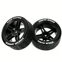 1/10 RC Rally Street Tires with Wheels 12mm Hex Hub Racing Tyres Fit for Tamiya HSP 94123 TT01 TT02  On Road Touring Car 4pcs 2