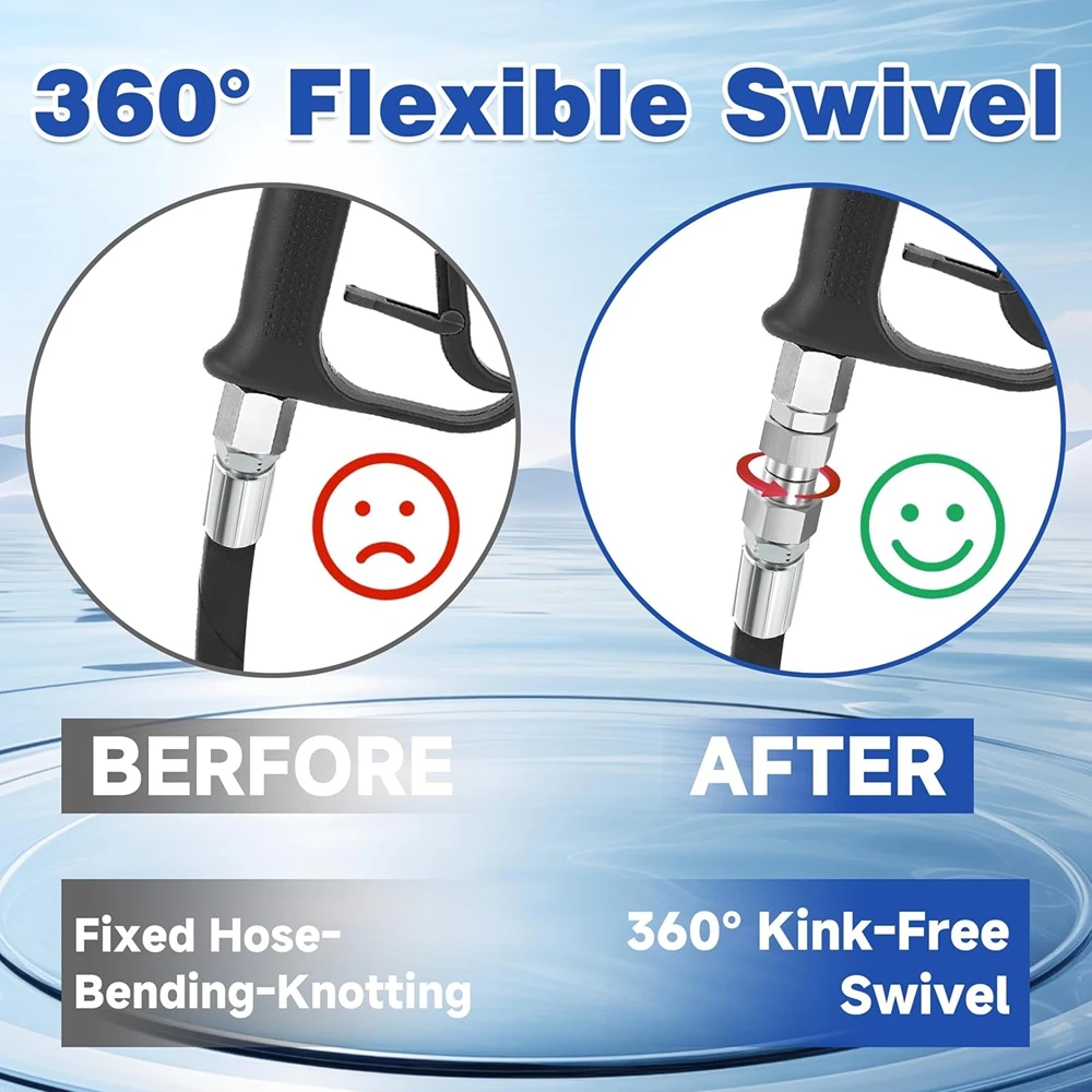 3/8” NPT Pressure Washer Swivel Fitting Anti-Twist Male to Female Adapter 360° Kink-Free Connector for Gun and Hose 4500 PSI 6