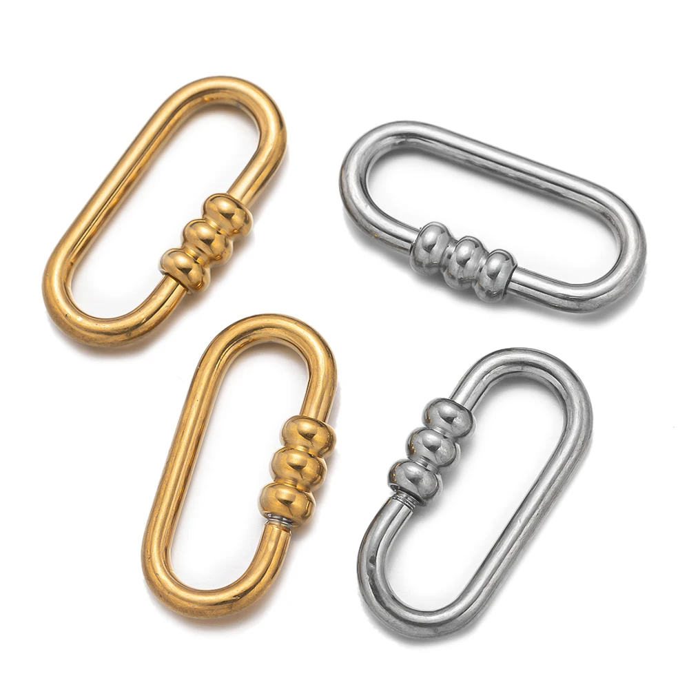 Gold Stainless Steel Heart Screw Carabiner Clips - Set of 5 for DIY Jewelry and Keychain Crafting