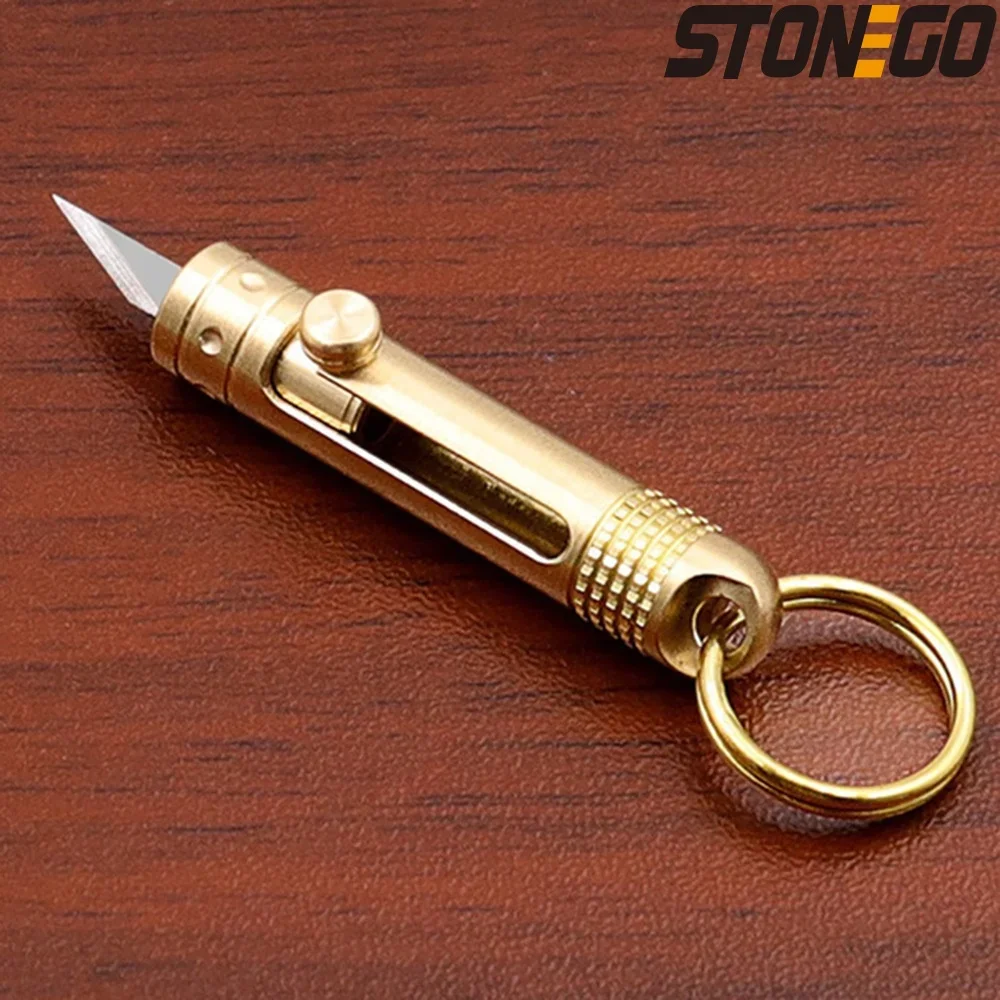 Brass Mini Paper Knife Key Chain Portable Outdoor Knife Art Knife Brass Handle Steel Blade paper cutter cutting knife art knife paper cutting knife