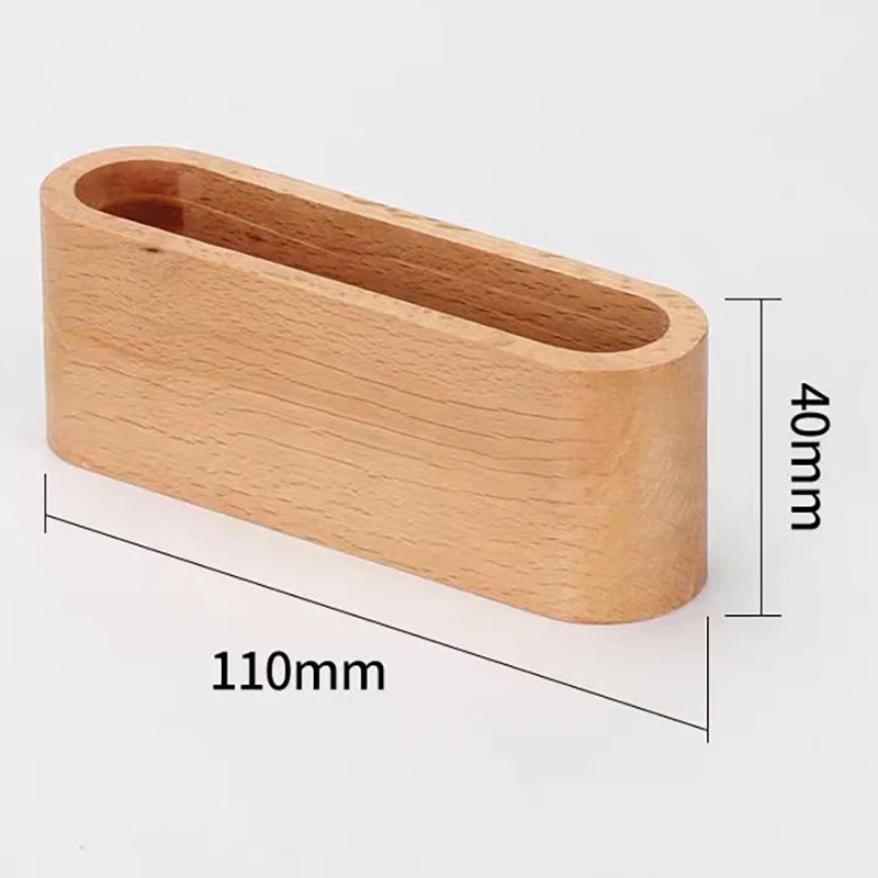Card Display Stand Wooden Business Card Holder with Pen Slot for Office Desk