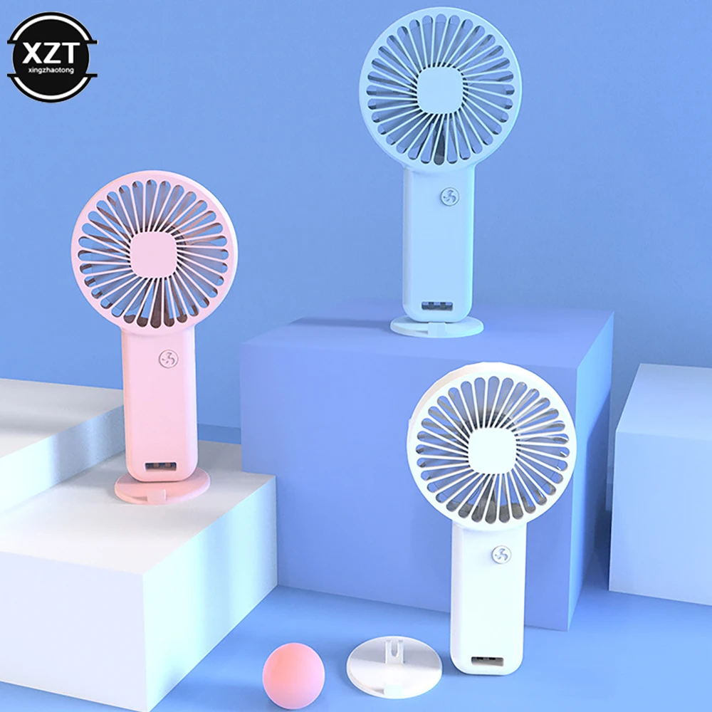 Portable USB Rechargeable Mini Fan Handheld Fans with Base Summer Outdoor Portable Hand Hold Fan with Phone Holder