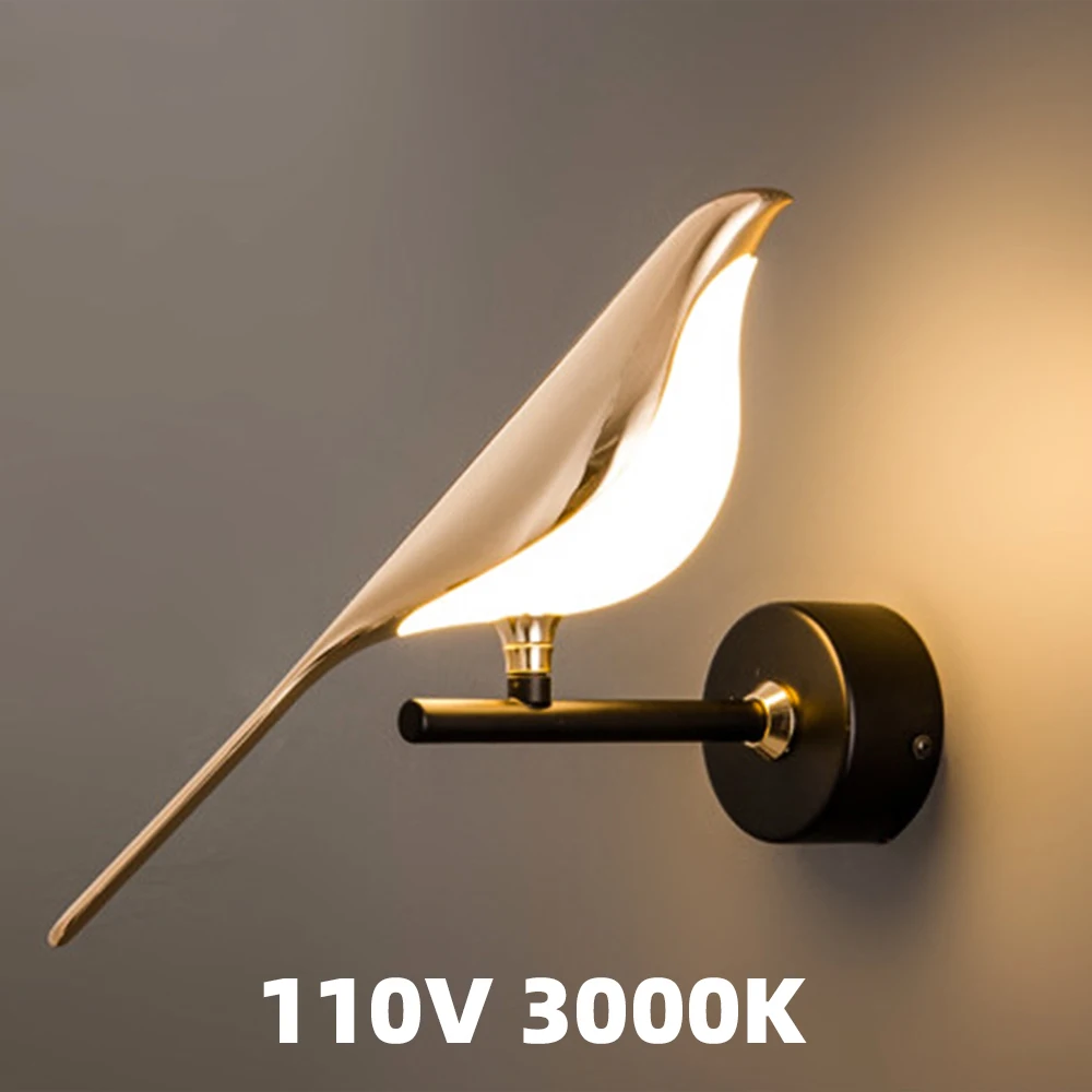 새 모양 벽 조명, 3000K 및 4000K 옵션, 220V 및 110V 입력 전원, 다양한 장면용 크리에이티브 디자인