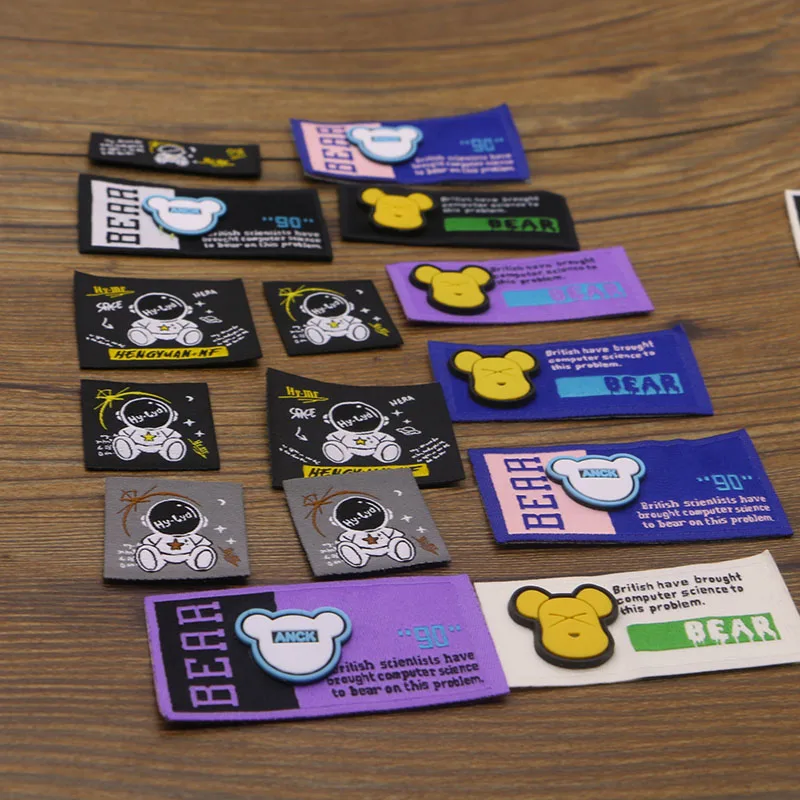 

24pcs spaceman bear manual label weaving printing label clothing label DIY label manual sewing accessories
