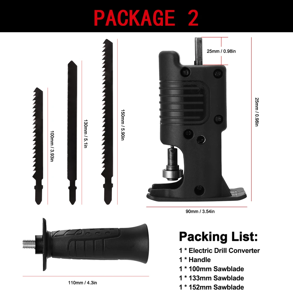 Drill To Saw Conversion Kit - Turn Your Electric Drill Into A Chainsaw! Adjustable Handle & Portable Design For DIY Projects