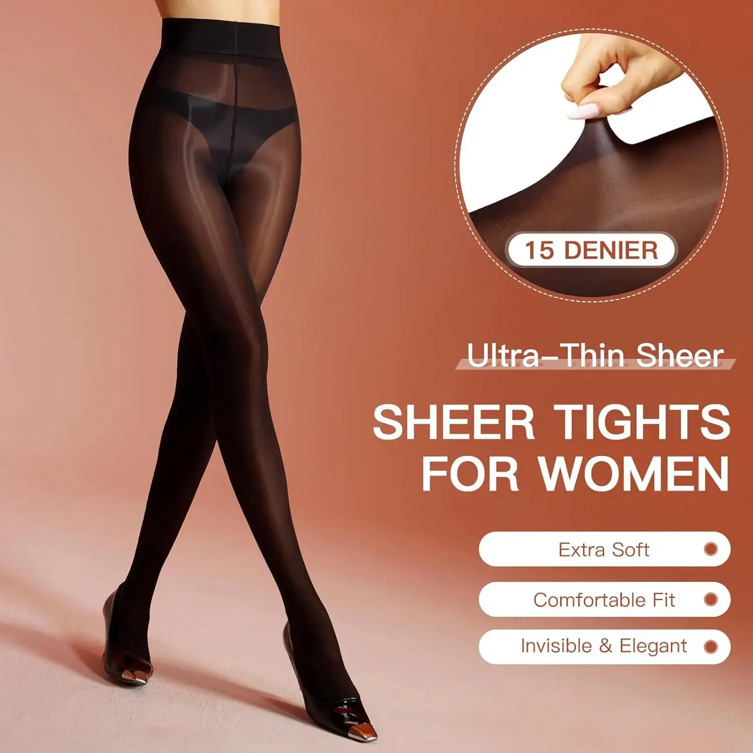 Collants transparents brillants taille haute pour 