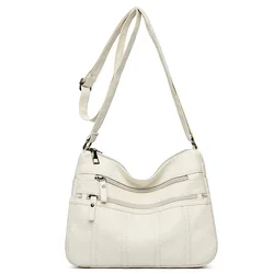 Sleek Black Crossbody Travel Bag with Adjustable Straps and Zipper Compartment (WHITE)