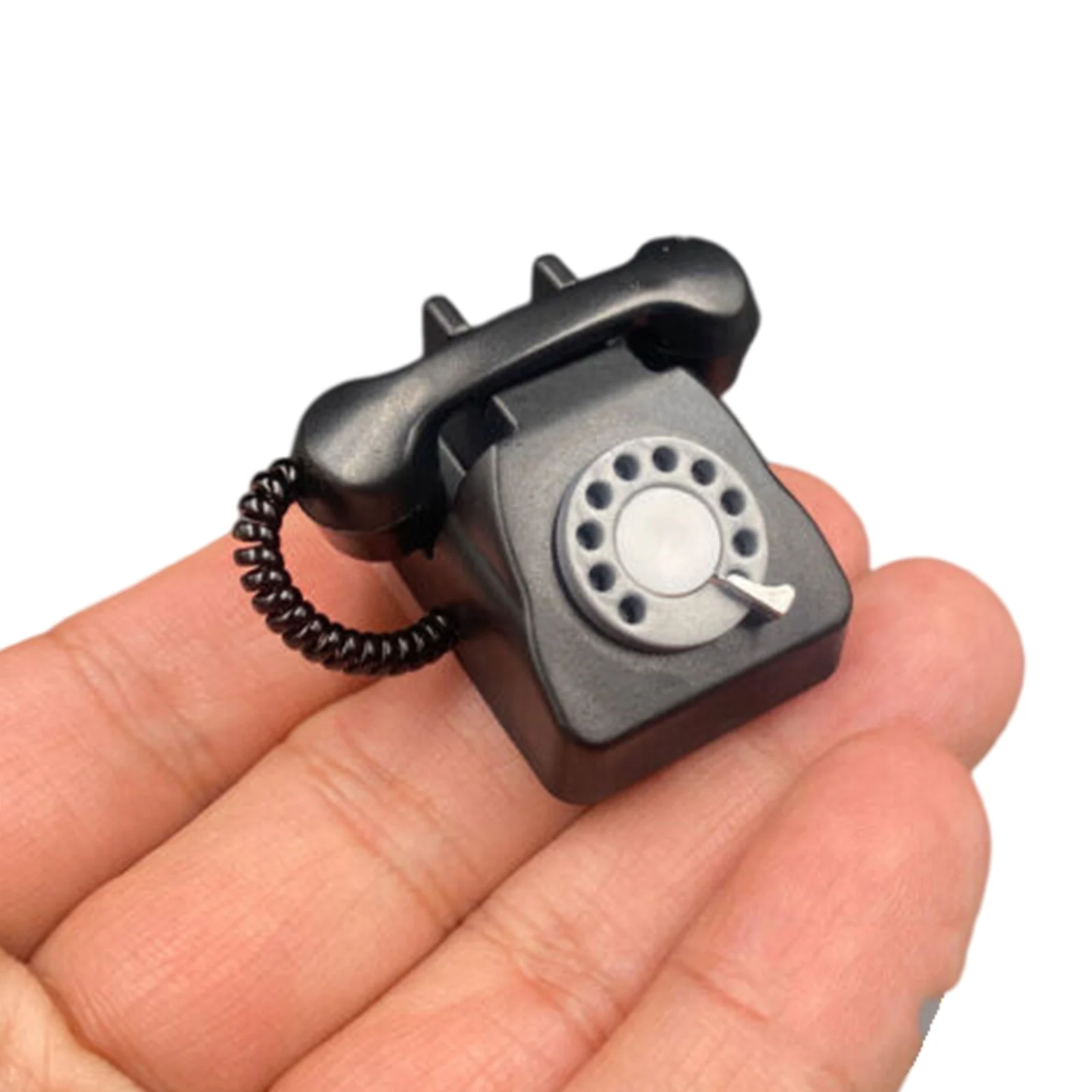 Description Picture 3 of item1/6 Plastic Scale Desk Phone Scene Accessories Telephone Model Desktop Scene for 12" Figure Black Miniatures Decoration Crafts