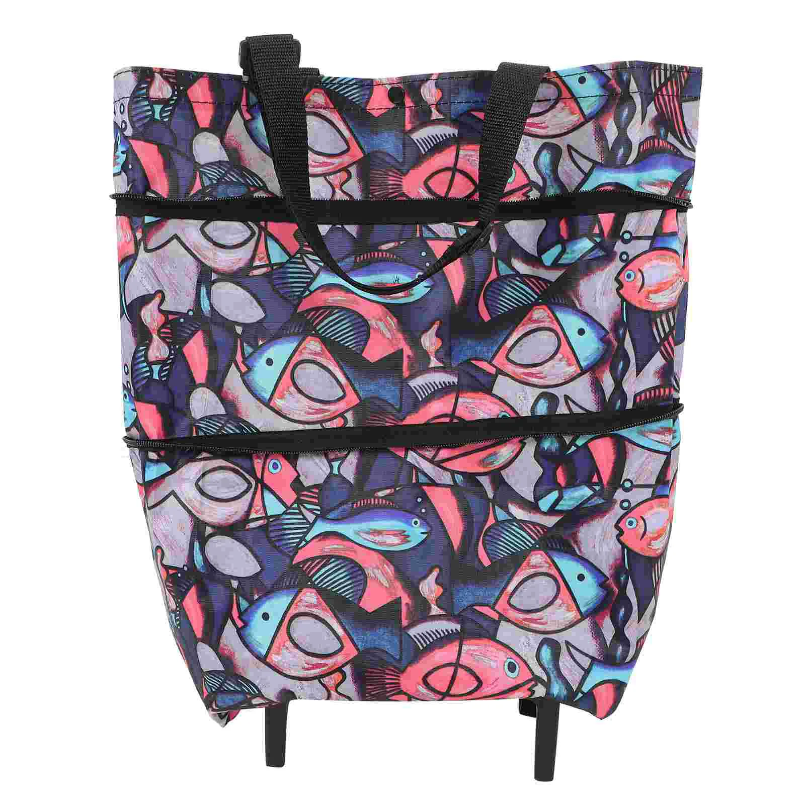Portable Foldable Shopping Cart With Wheels Hand Bags Rolling Tote