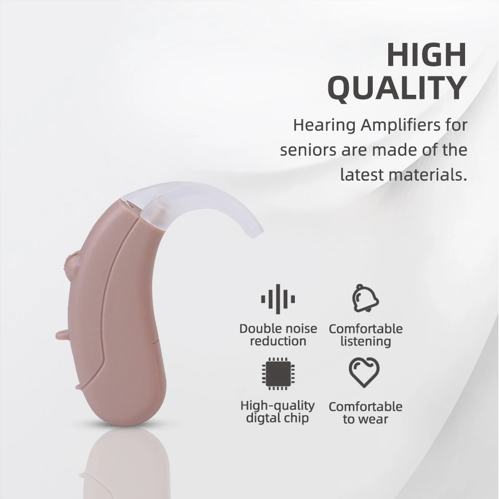 BTE Hearing Amplifier Adults Seniors Hearing Assist Sound Device Earbuds Voice Enhancer PASD