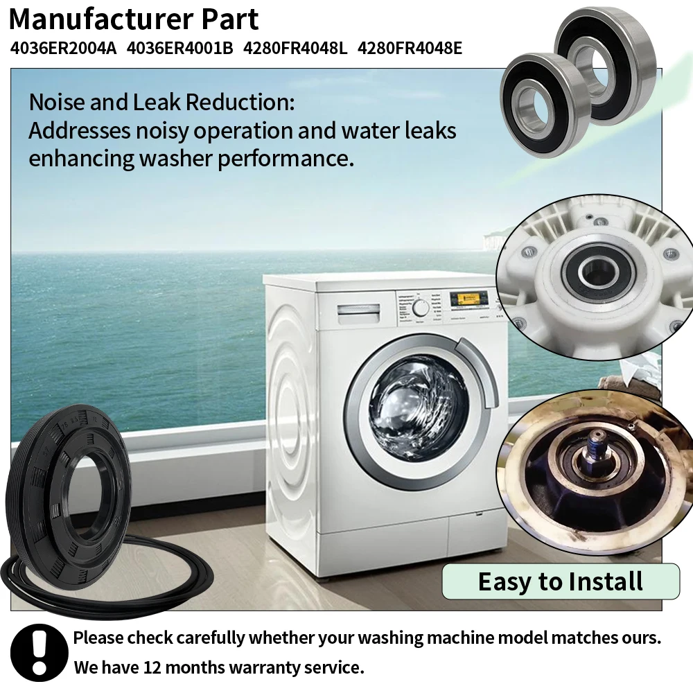 Front Load Washer Tub Bearings and Seal Kit For LG & Kenmore Replacement Part 4036ER2004A 4280FR4048L 4280FR4048E 4036ER4001B