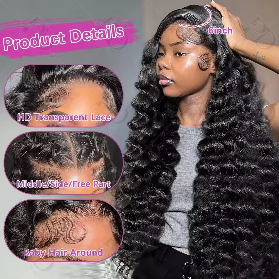 30 40 Inch Loose Wave 13x6 Hd Lace Frontal Wig Water Wave  display picture 2