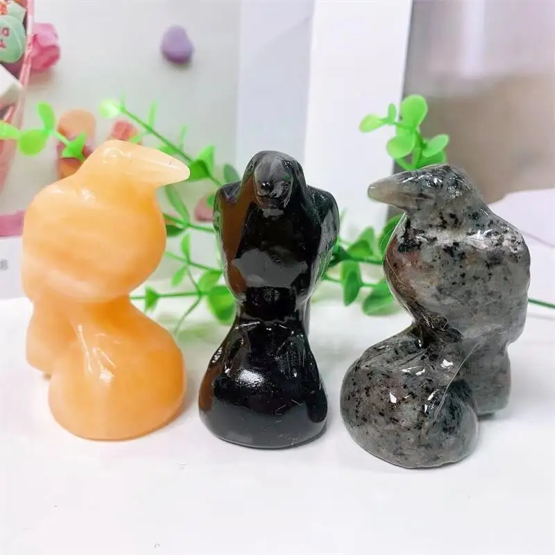 

6cm Natural Crytsal Crow Carving Healing Home Feng Shui Mini Animal DIY Christmas Decoration Birthday Present 1pcs