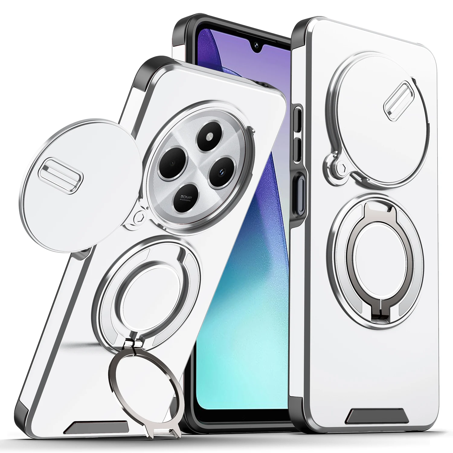 Enhanced Armor Case with Slide Lens Protection and Magnetic Ring Holder