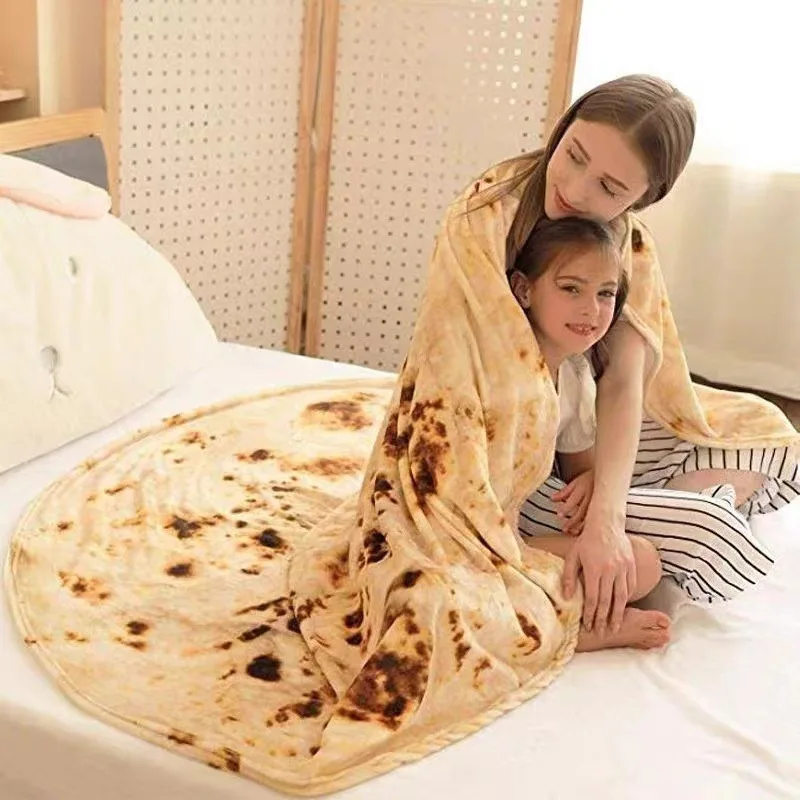 

Burrito Blanket Coral Fleece Flannel Air Conditioning Blanket Printed Burrito Blanket Picnic Round Shape Flannel Nap Blanket