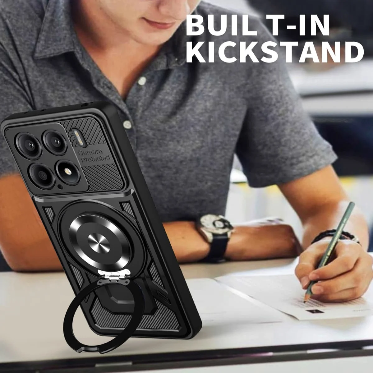 Shock Proof Armor Case with Magnetic Heavy Duty Rugged Ring Kickstand Protection