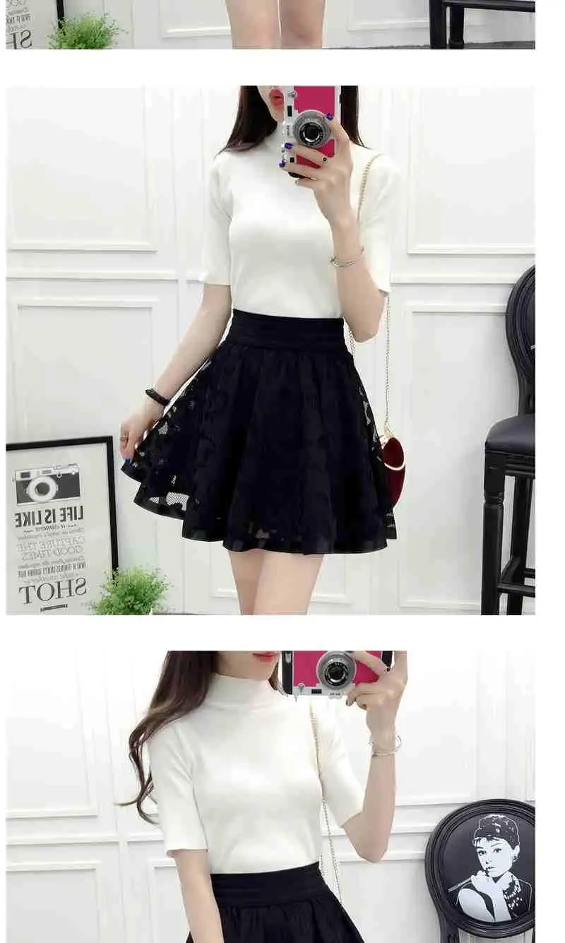 Mini Skirts Women Elegant Cute Black A-Line Korean Fashion Streetwear Skirt A Line Mesh Elastic Tulle Pleated Lolita Skirt