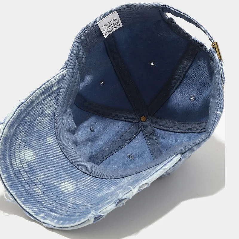 Customized Logo Tie dyed baseball Cap Unisex Snapback Hat Washed Hole Baseball Cap New Adjustable Size Cap with Name Customized 4
