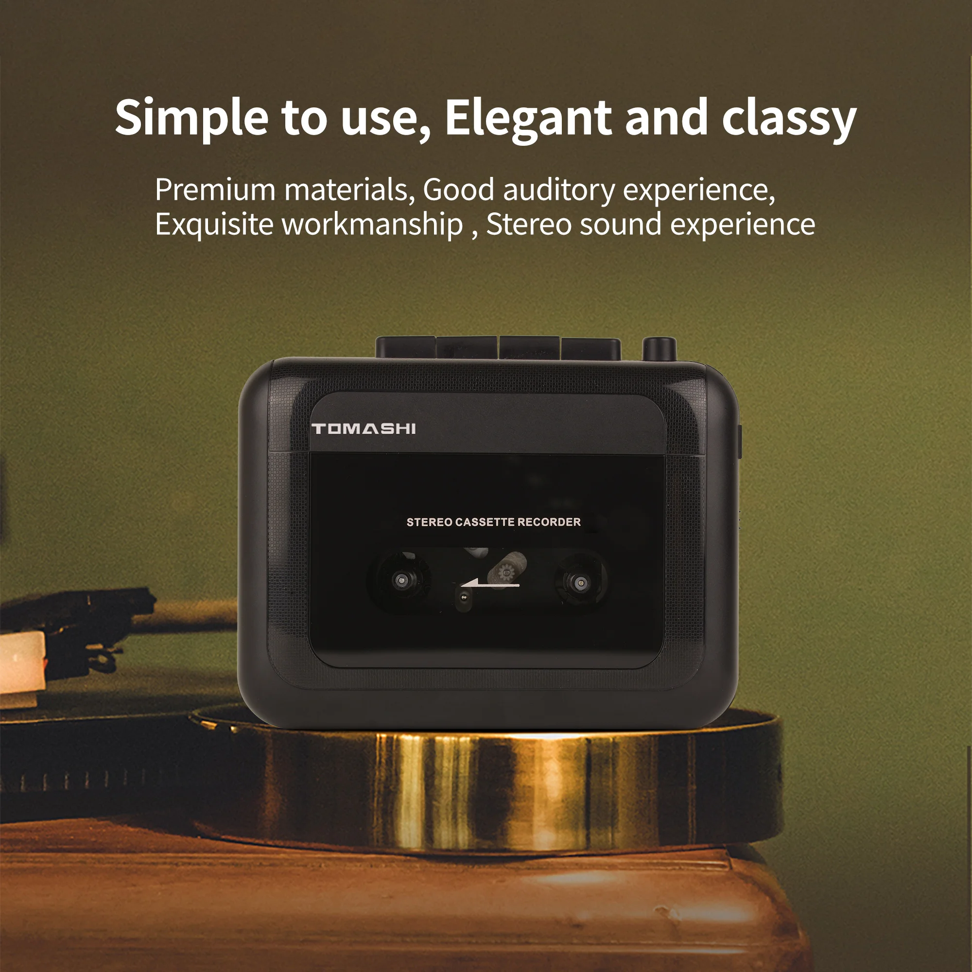 TOMASHI Portable Stereo Cassette Player Tape Recorder Walkman with Microphone Headphone Jack cassette player