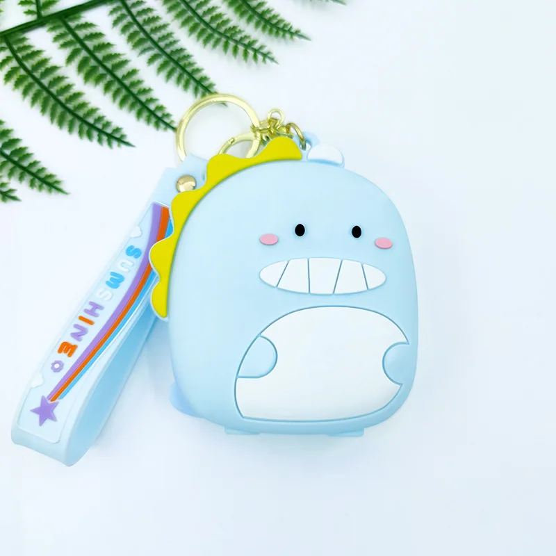Cute Dinosaur Bag Portable Bucket Coin Purse Silicone Coin Bag Sundries Storage Women's Pendant Keychain