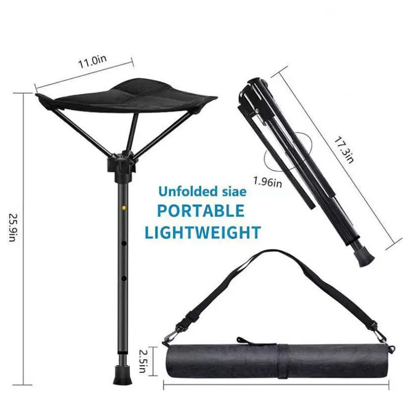 Folding Chair Retractable Stool Fishing Accessory Adjustable Telescopic For Outdoor Camping Fishing