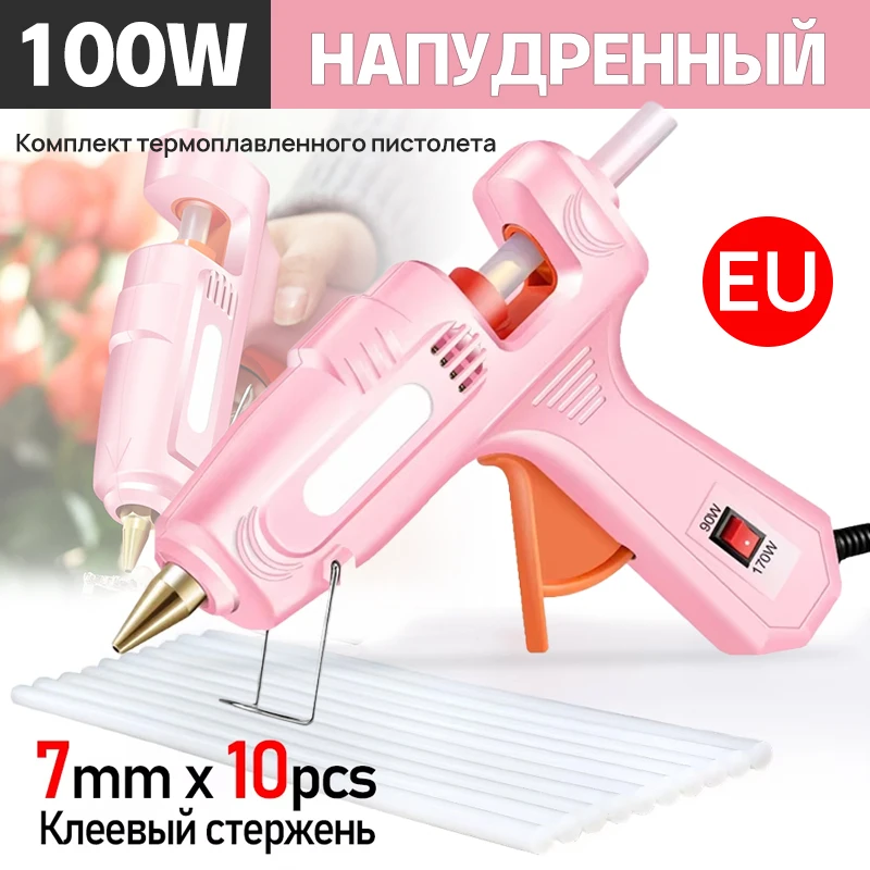 80W Hot Melt Glue Gun With 7MM Transparent Glue Stick Mini Gun Home Electric Heat Temperature Repair Tool Special Stick Set hot melt glue gun,hot glue gun,cordless glue gun