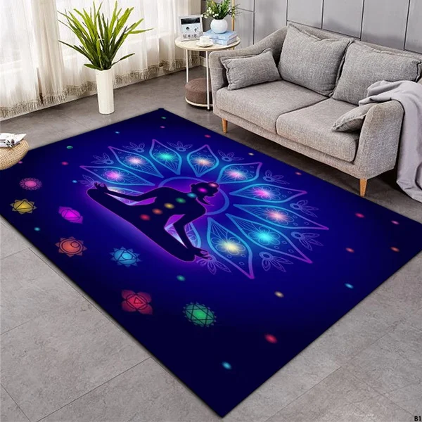 

Chakra Carpets for Living Room Zen Theme Rectangle Area Rug Colorful tapis Flower of Life Geometric Floor Mat Hot alfombra