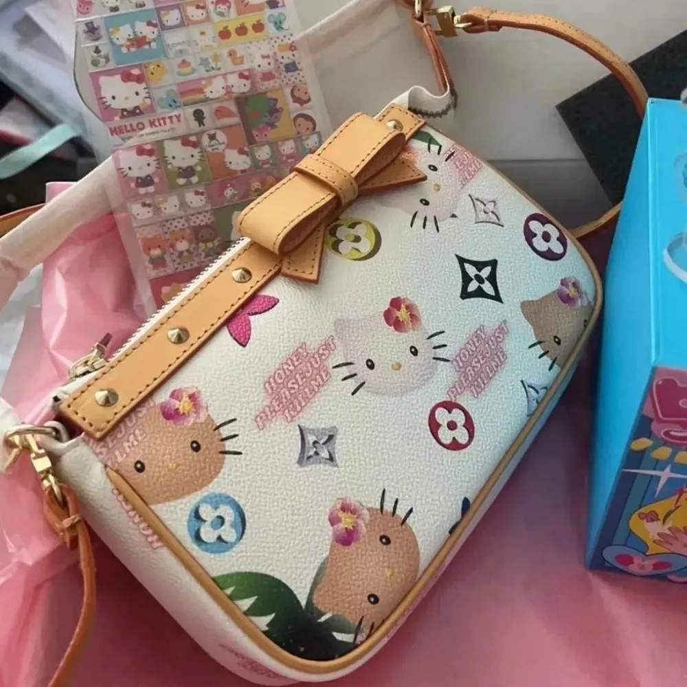 Hello Kitty Sanrio Plush Kawaii Cartoon Cute Printed Small Square Bag  Shoulder Bag Anime Plush Toys for Girls Birthday Gift - AliExpress