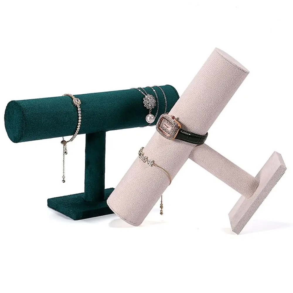 

Useful Niche Design T-Shaped Girl Gift Velvet Watch Display Stand Bracelet Storage Rack Necklace Holder Jewelry Display Stand